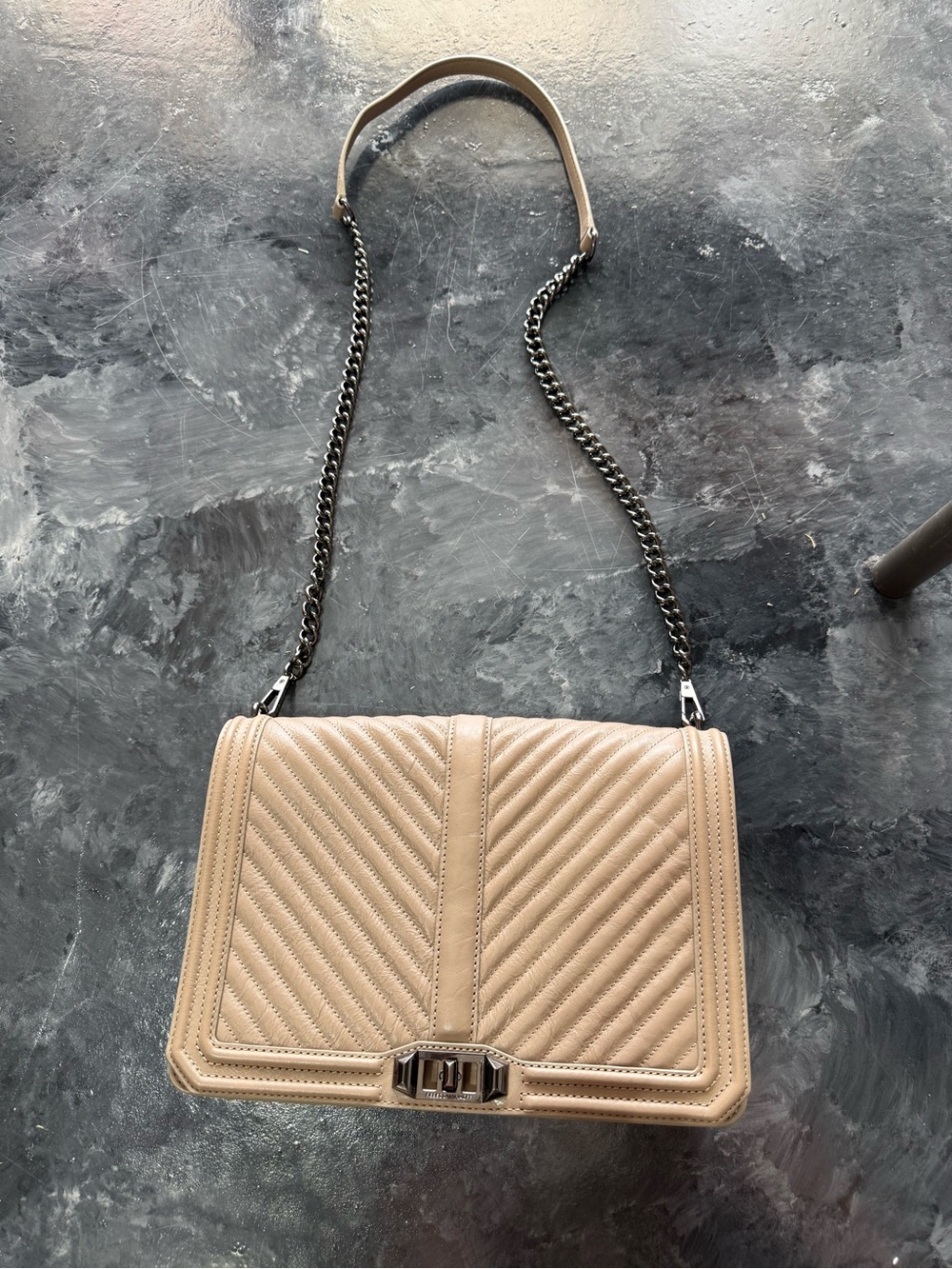Rebecca Minkoff Beige Quilted Chain Crossbody Bag